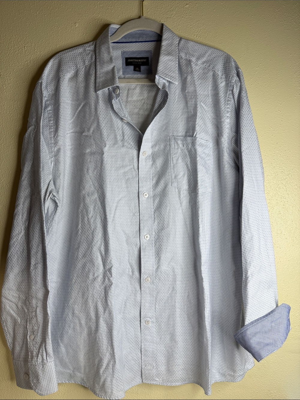 Johnston & Murphy Light Blue Micro-Pattern Long-Sleeve Button-Down Shirt